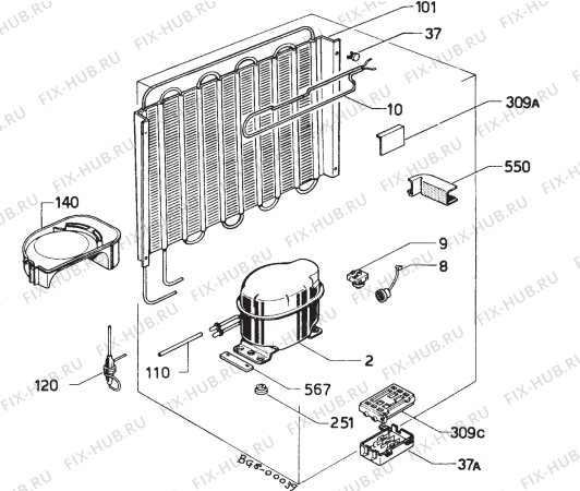 Взрыв-схема холодильника Privileg 034964 7 - Схема узла Refrigerator cooling system